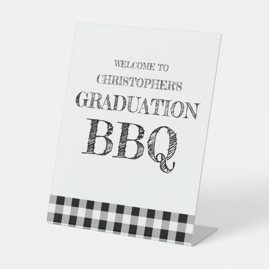 Graduation BBQ Gingham 台座サイン (正面)