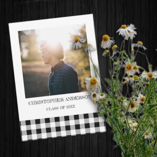 Graduation BBQ Gingham 案内状