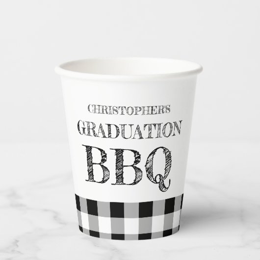 Graduation BBQ Gingham 紙コップ (正面)