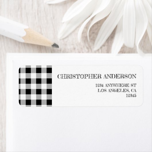 Graduation BBQ Gingham Return Address ラベル (インサイチュ)