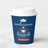 Graduation BBQ Party Backyard Navy Blue 紙コップ (正面)