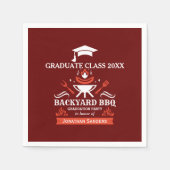 Graduation BBQ Party Backyard Red Background スタンダードカクテルナプキン (正面)