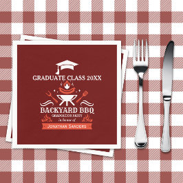 Graduation BBQ Party Backyard Red Background スタンダードカクテルナプキン