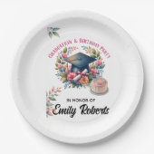 Graduation & Birthday Floral Double Celebration ペーパープレート (正面)