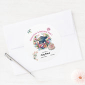 Graduation & Birthday Floral Double Celebration ラウンドシール (封筒)