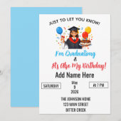 Graduation & Birthday mashup 招待状 (正面/裏面)