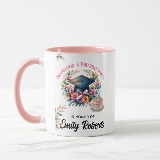 Graduation & Birthday Party Floral Design マグカップ (左)