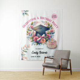 Graduation & Birthday Tapestry – Floral Double Cel タペストリー