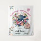 Graduation & Birthday Tapestry – Floral Double Cel タペストリー (正面)