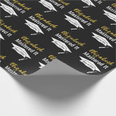 Graduation Black White and Gold Name Mastered It ラッピングペーパー (角)