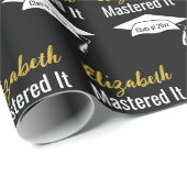 Graduation Black White and Gold Name Mastered It ラッピングペーパー (ロールコーナー)