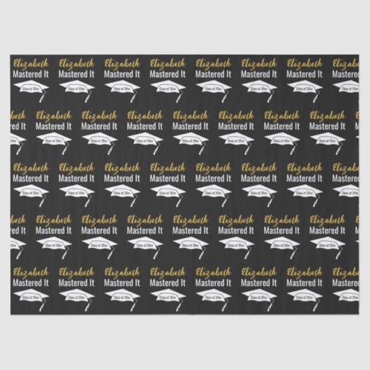 Graduation Black White and Gold Name Mastered It 薄葉紙 (正面)