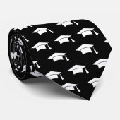 Graduation Black White Cap Icon Pattern Keepsake ネクタイ (ロール)