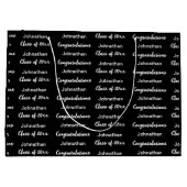 Graduation Black White Congratulations Grad's Name ラージペーパーバッグ (裏面)