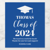 Graduation blue wine label ワインラベル (シングルラベル)