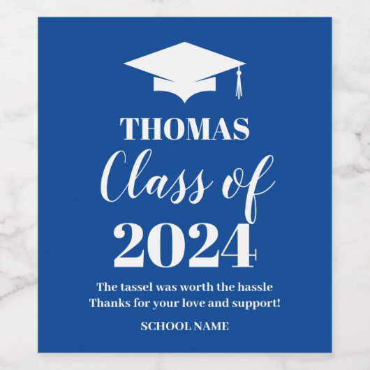 Graduation blue wine label ワインラベル (シングルラベル)