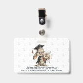 Graduation Bunny Badge Clip – Cute Diploma Pattern バッジ (正面 （クリップ付）)