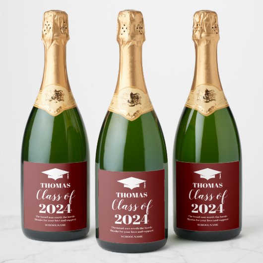 Graduation burgundy wine label スパークリングワインラベル (ボトル)