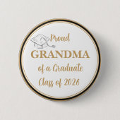 Graduation Button – Proud GRANDMA of Graduate 2026 缶バッジ (正面)
