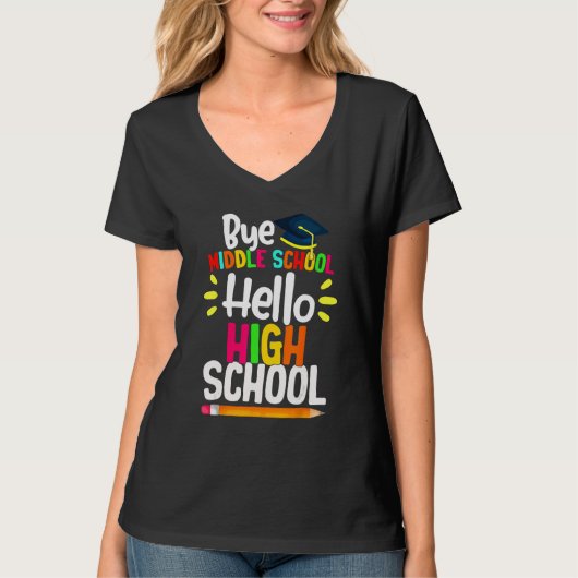 Graduation Bye Middle School Hello Highschool Back Tシャツ (正面)