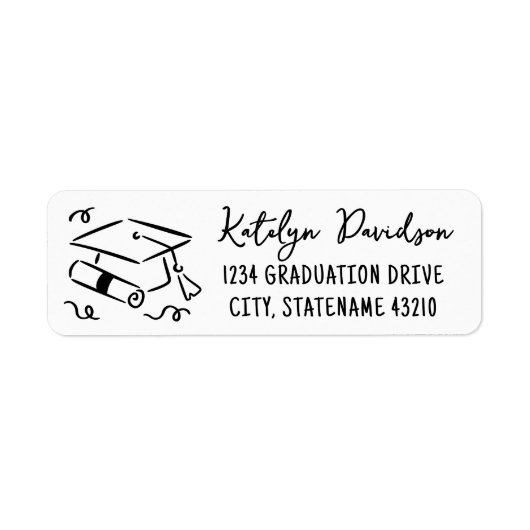 Graduation Cap and Diploma Return Address ラベル (正面)