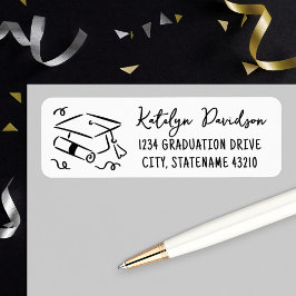 Graduation Cap and Diploma Return Address ラベル