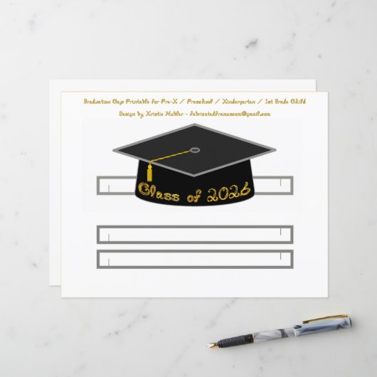 Graduation Cap Black Party Hat 2026 Gold Font (正面/裏面インサイチュ)