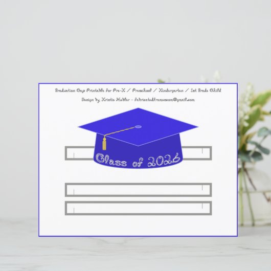 Graduation Cap Blue Party Hat 2026 Silver Font (スタンド正面)