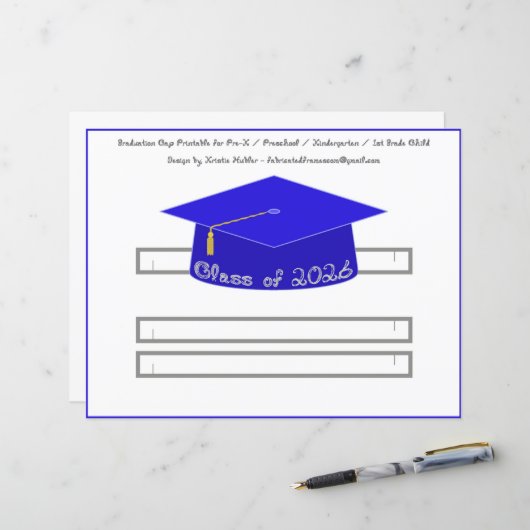Graduation Cap Blue Party Hat 2026 Silver Font (正面/裏面インサイチュ)