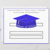 Graduation Cap Blue Party Hat 2026 Silver Font (正面)