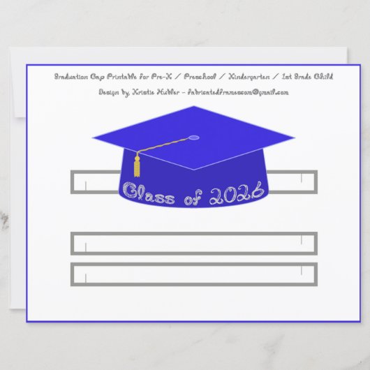 Graduation Cap Blue Party Hat 2026 Silver Font (正面)