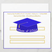 Graduation Cap Blue Party Hat 2026 White Font (正面/裏面)