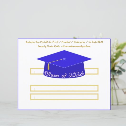 Graduation Cap Blue Party Hat 2026 White Font (スタンド正面)