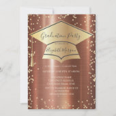  Graduation Cap,Diamonds Brown Metallic Graduation 招待状 (正面)