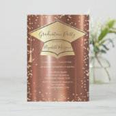  Graduation Cap,Diamonds Brown Metallic Graduation 招待状 (スタンド正面)