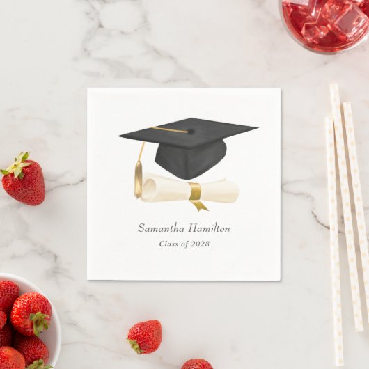 Graduation Cap Diploma Personalized Party  スタンダードカクテルナプキン (インサイチュ)