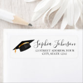 Graduation Cap Gold Foil Tassel Return Address  ラベル (インサイチュ)