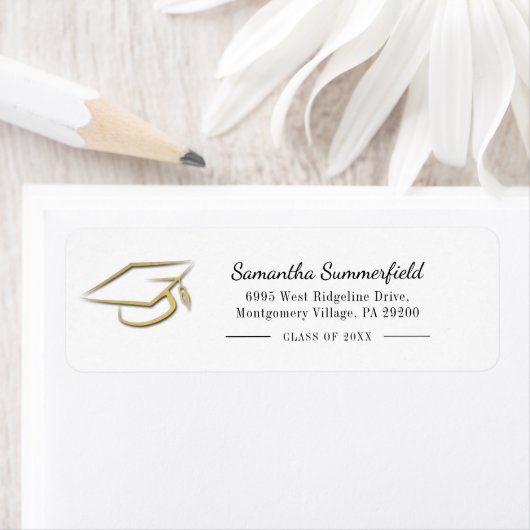 Graduation Cap Graduate Return Address ラベル (インサイチュ)