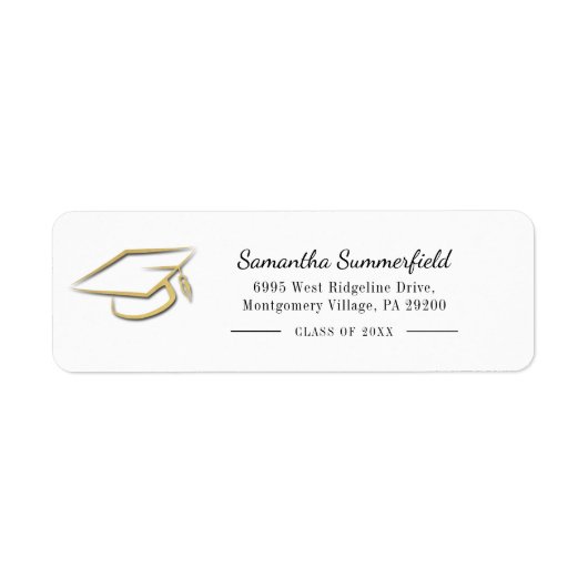 Graduation Cap Graduate Return Address ラベル (正面)