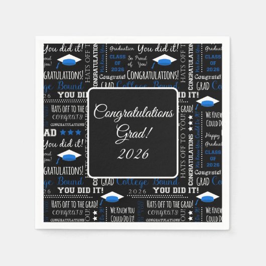 Graduation Cap Napkins スタンダードカクテルナプキン (正面)