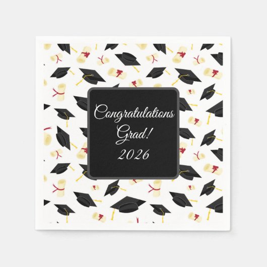 Graduation Cap Napkins スタンダードカクテルナプキン (正面)