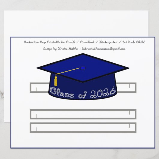 Graduation Cap Navy Blue Party Hat 2026 Silver (正面/裏面)