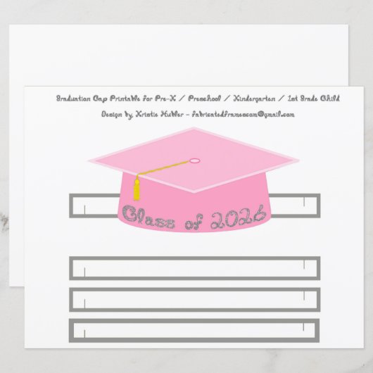 Graduation Cap Pink Party Hat 2026 Silver (正面/裏面)
