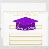 Graduation Cap Purple Party Hat 2026 in White (正面/裏面)
