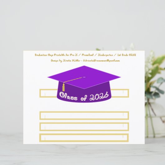 Graduation Cap Purple Party Hat 2026 in White (スタンド正面)