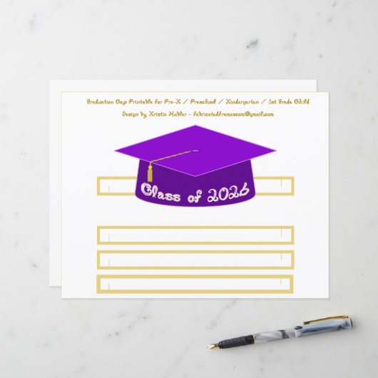 Graduation Cap Purple Party Hat 2026 in White (正面/裏面インサイチュ)