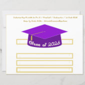 Graduation Cap Purple Party Hat 2026 in White (正面)