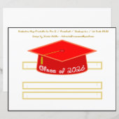 Graduation Cap Red Party Hat 2026 in White (正面/裏面)