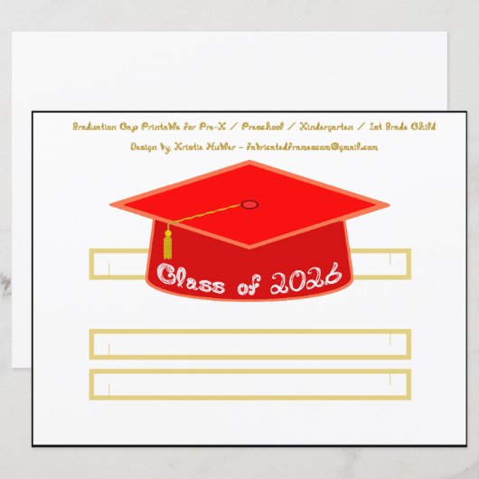 Graduation Cap Red Party Hat 2026 in White (正面/裏面)