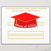 Graduation Cap Red Party Hat 2026 in White (正面)